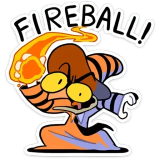 😡 cebc8261 FIREBALL!! bola de fuego, magia, mago, dibujos animados, hechizo, ilustración telegram sticker