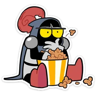🍿 ea4e266b dibujos animados, personaje, palomitas, viendo, entretenimiento, comida, sentado telegram sticker