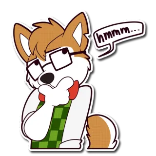 🤔 3574472f hmmm... cane, pensieroso, occhiali, carino, hmm, confuso telegram sticker