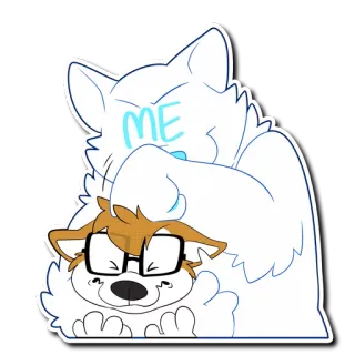 😖 5bd5ce72 ME gatto, cane, abbraccio, cartone animato, adesivo, animale, carino telegram sticker