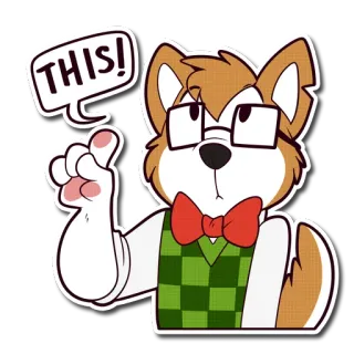 👆 7e1ec806 THIS! cane, cartone animato, indicare, occhiali, papillon, adesivo, positivo telegram sticker