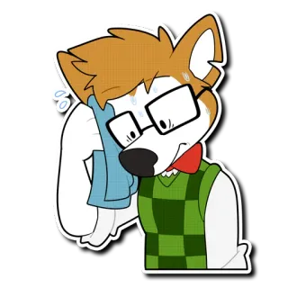 😅 9a006ccb Cartone animato, Antropomorfo, Sudato, Nervoso, Cane, Occhiali, Peloso telegram sticker