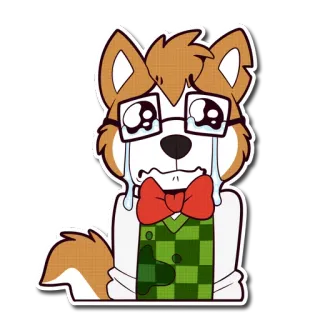 😭 a52dfca5 piangere, triste, cane, cartone animato, animale, papillon, occhiali telegram sticker