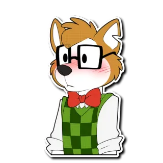 😳 b63401e3 volpe, antropomorfo, cartone animato, occhiali, papillon, gilet, nerd telegram sticker