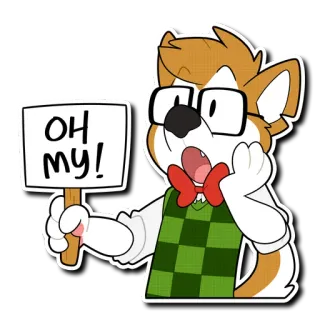 😲 d68429e0 OH MY! cartone animato, scioccato, mamma mia, sorpreso, furry, cane telegram sticker