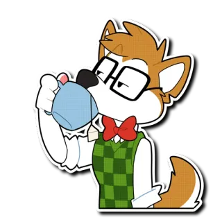🍵 f25eb742 Furry, Volpe, Tè, Papillon, Occhiali, Cartone animato telegram sticker