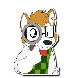 🕵️‍♀️ f83e1b18 cane, cartone animato, detective, occhiali, lente d'ingrandimento, peloso telegram sticker