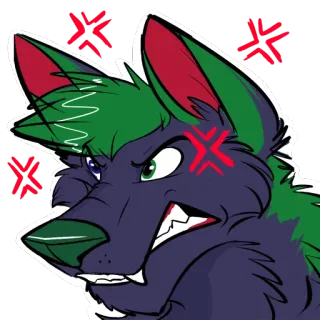 😡 3d590593 marah, furry, serigala, kartun, binatang, ekspresi telegram sticker