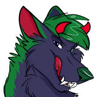 😈 4587da6d furry, serigala, iblis, kartun, binatang, makhluk, fantasi telegram sticker