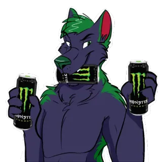 🍻 ea1a3918 antropomorfik, monster energy, furry, serigala, minuman energi telegram sticker