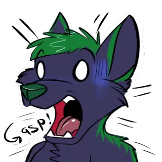 😱 ea1d21be Gasp! serigala, terkejut, ekspresi, furry, terengah-engah, kartun telegram sticker