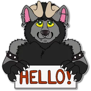 🤚 1903e866 HELLO! Furry, Antropomorficzny, Powitanie, Cześć, Zwierzę, Kreskówka telegram sticker