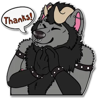 🙏 2c90620d Thanks! futrzak, zwierzę, rogi, powitanie, dziękuję, przyjazny, kolczyki telegram sticker