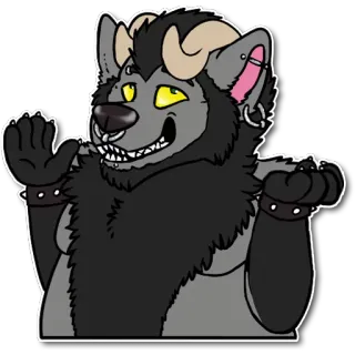 🤗 5149c5fa Furry, Antropomorficzny, Wilk, Potwór, Rogi, Kreskówka, Zwierzę telegram sticker