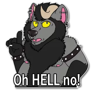 😈 5de009a3 Oh HELL no! antropomorficzny, Furry, kreskówka, nie, zwierzę, naklejka telegram sticker