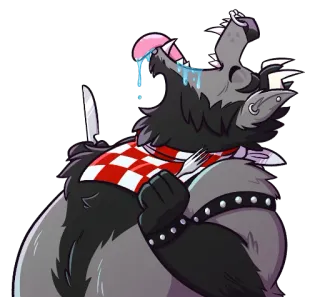 😝 905dc2d3 zwierzę, kreskówka, wilk, jedzenie, głodny, je telegram sticker