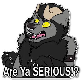 😱 a099a8c8 Are Ya SERIOUS!? Furry, Wilk, Wyraz, Poważny, Pytanie telegram sticker