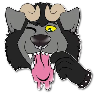 😜 d711e15a zwierzę, potwór, rogi, język, kreskówka, ilustracja, naklejka telegram sticker