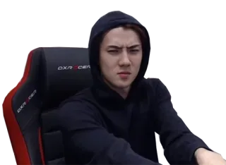 😠 62dd54f4 남자, 후드티, 의자, 앉은, 혼란스러움, 표정 telegram sticker