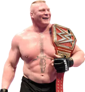 😂 88ba686e Brock Lesnar gulat, juara, sabuk, otot, kebugaran, wwe, olahraga telegram sticker