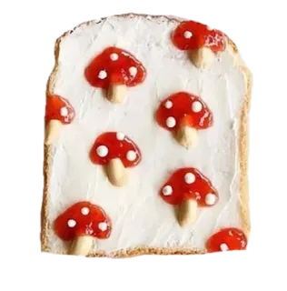 🤩 ca476566 Pilz, Toast, Essen, Brot, Marmelade, Frischkäse, Frühstück telegram sticker