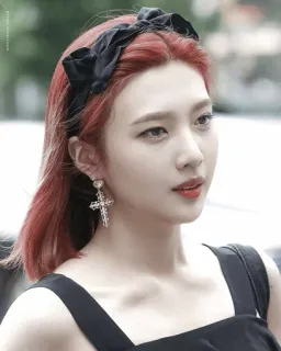 🥂 b0a5740d woman, portrait, asian, korean, red hair, headband, earrings telegram sticker