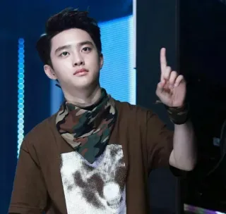 😐 e30d79f5 man, kpop, asian, pointing, bandana, camouflage telegram sticker