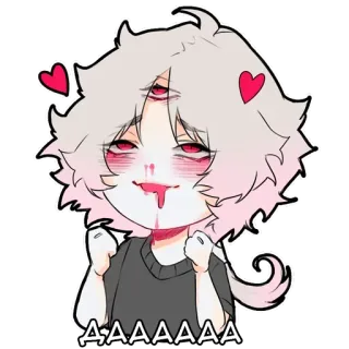 😍 1258d1db ААААААА Аниме стиль, Чиби, Жуткий, Монстр, Сердечки telegram sticker
