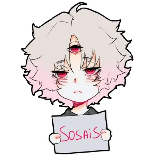 💧 22b7ed48 SOSAIS Anime, Troje oczu, Chibi, Postać, Sosais, Uroczy, Naklejka telegram sticker