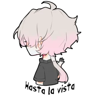 🦶 48cdbcec Hasta la vista powitanie, pożegnanie, anime, chibi, ilustracja, kreskówka telegram sticker