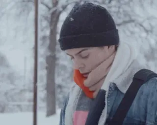 🧣 602e412f Winter, Schnee, Mann, Schal, Mütze, Kalt telegram sticker