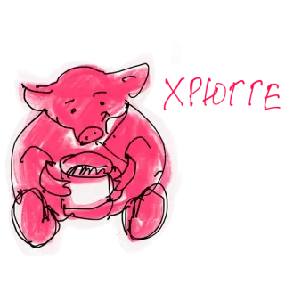 🙂 66b40276 Schwein, süß, Tier, rosa, Cartoon, Zeichnung telegram sticker