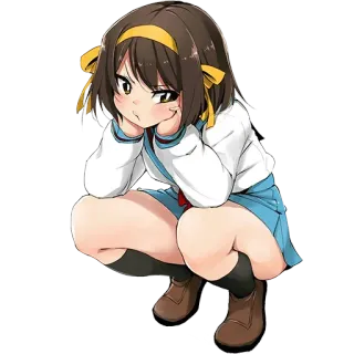 😊 2e8d9e1d 动漫女孩, 卡通, 校服, 女孩, 可爱, 蹲 telegram sticker