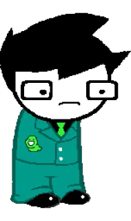 😒 6c76a581 kreskówka, postać, garnitur, krawat, okulary, zielony telegram sticker