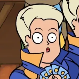 😮 96cb8abb cartoon, character, blonde hair, surprised, drawing, person telegram sticker