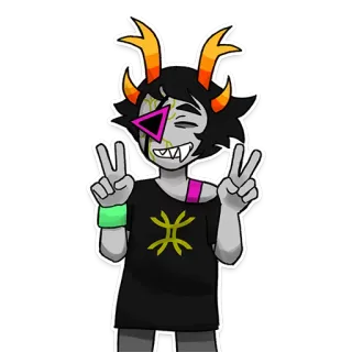 ✌️ 2e365edf cartoon, personage, digitale kunst, fantasie, hoorns, vredesteken whatsapp sticker