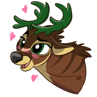😍 6881e2b1 鹿, 漫画, 動物, ハート, かわいい telegram sticker