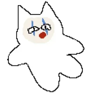 🤡 755b0474 clown, triste, cartone animato, pixel art, gatto, bianco whatsapp sticker