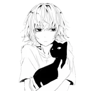 😒 9c6dc5bf Anime, Gato, Gato negro, Ilustración, Manga, Estética telegram sticker