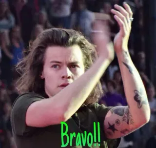 👏 8fbca33b Harry Styles Bravo!! 拍手, おめでとう, パフォーマー, ブラボー, ポップシンガー, ハリー・スタイルズ telegram sticker