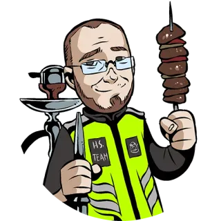 🍢 770f2333 HS. TEAM man, shishkebab, hookah, glasses, team whatsapp sticker