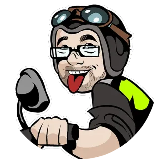 😜 aebbfeda cartoon, man, glasses, helmet, goggles whatsapp sticker