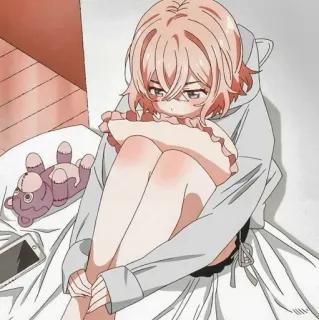 🥡 05f5b4a1 Anime, Meisje, Zittend, Teddybeer, Schattig whatsapp sticker