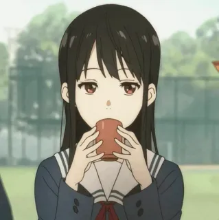 🥡 99f6549d Anime, Meisje, Drinken, Schooluniform, Leuk, Thee whatsapp sticker