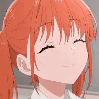 🥡 ba8b346d anime meisje, glimlachend, rood haar, cartoon, schattig, portret, vrolijk whatsapp sticker