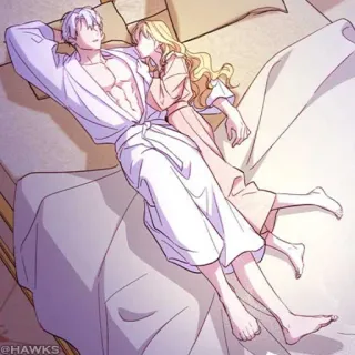 🤍 aebdad36 pasangan, cinta, romantis, ranjang, tidur, pria, wanita, anime telegram sticker