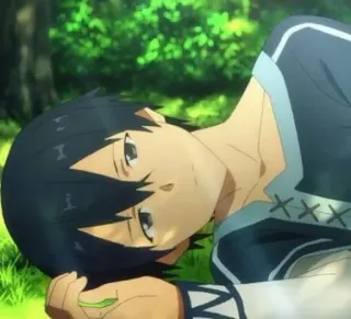 😴 14fe15db Anime, Hombre, Tumbado, Césped, Exterior whatsapp sticker