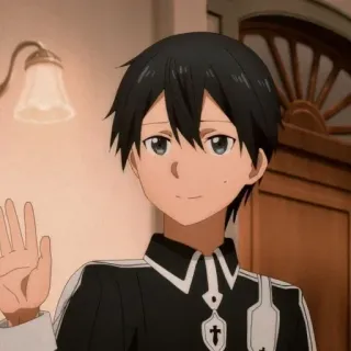 ☺ 1bfc36e6 Kirito Sword Art Online Anime, Personaje, Kirito, Saludo, Sword Art Online whatsapp sticker