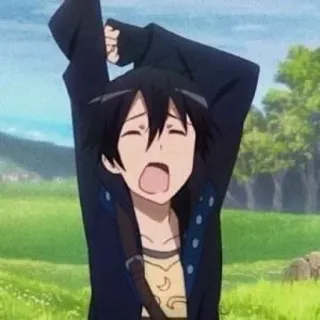 🥱 3849db30 Kirito Sword Art Online Anime, Personaje, Dibujos animados, Kirito, Sword Art Online, Bostezando whatsapp sticker