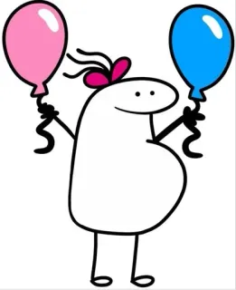 🤰 202cb1de Gender reveal, Ballons, Dessin animé, Rose, Bleu, Fête whatsapp sticker